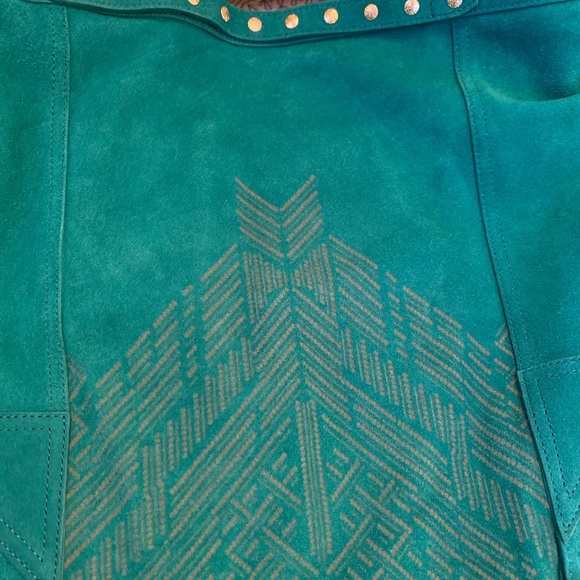 Cynthia Vincent Emerald Green Suede Boho Handbag - Picture 3 of 13